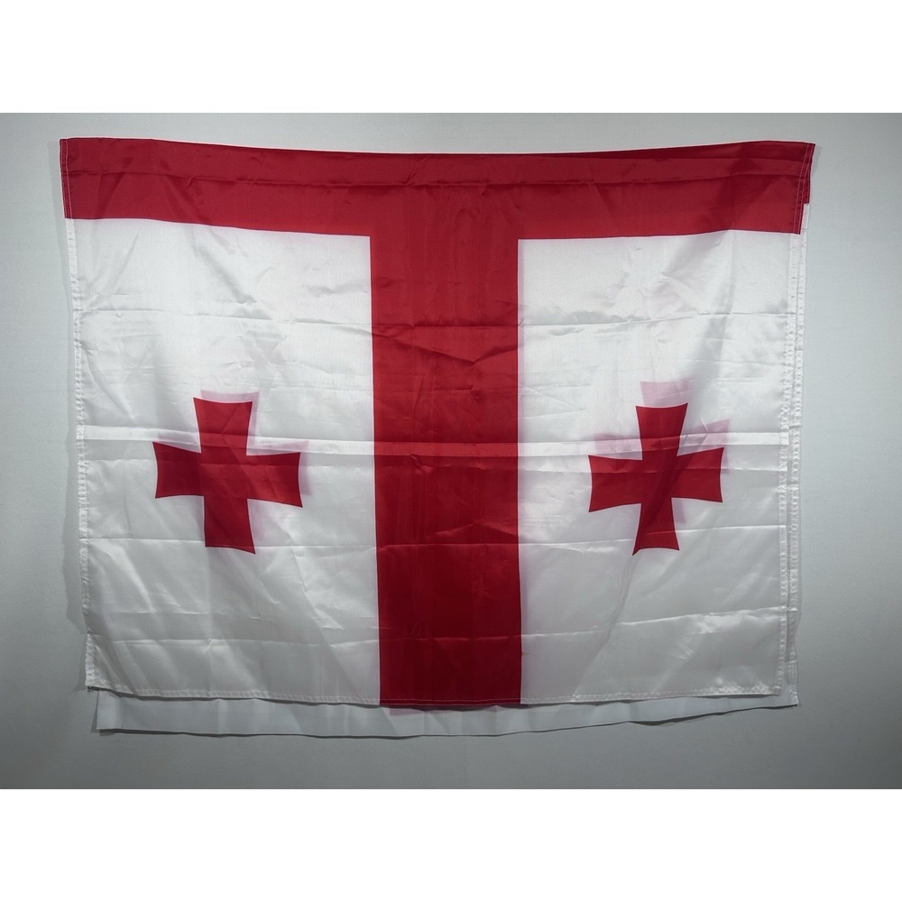 Vintage Georgian Flag Pennant Red White Banner Large Americana Retro Display